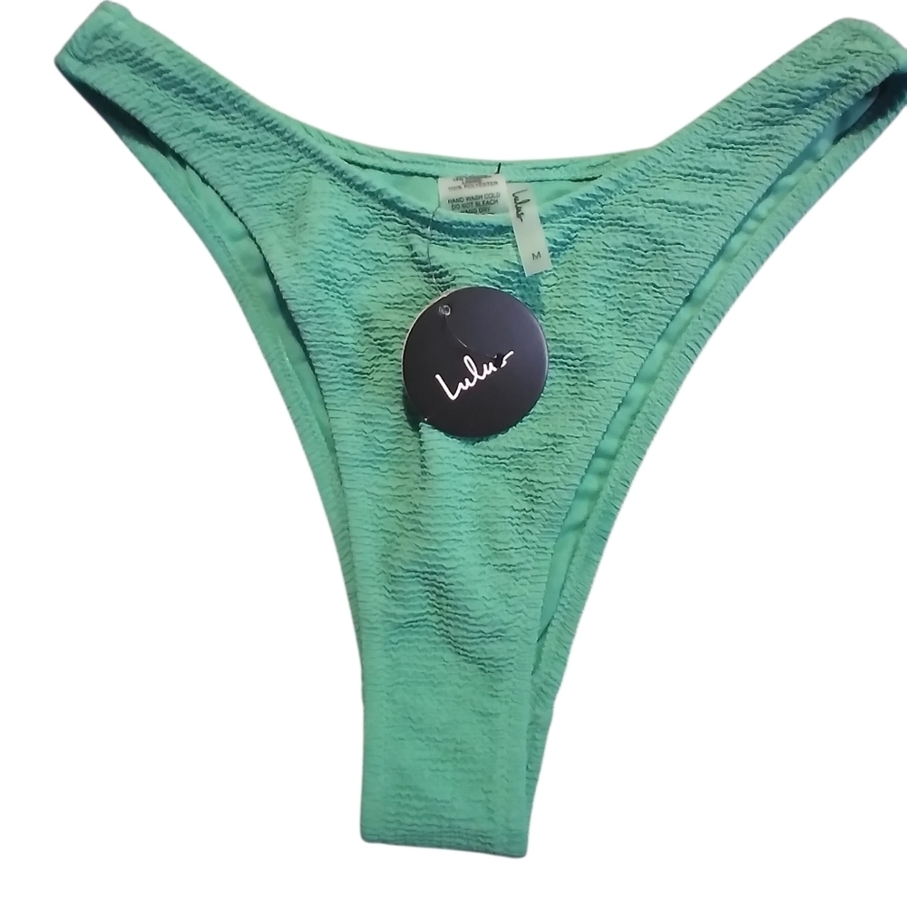 NWT Lulus Green Textured Swim Bottoms Size M Vacation Beachy